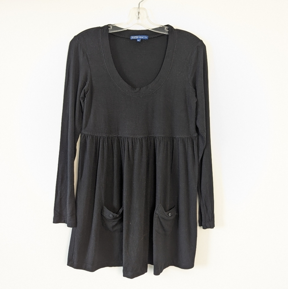 Thyme Maternity Black Empire Waist Tunic with Pockets - Medium
